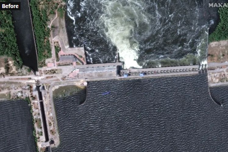 Подрыв Каховской ГЭС: новые спутниковые фото