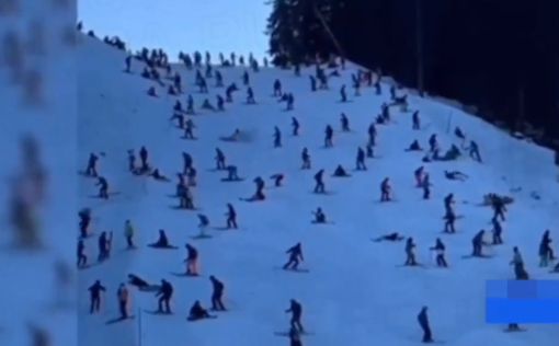 Видео: пьяные лыжники заблокировали целый склон в Австрии