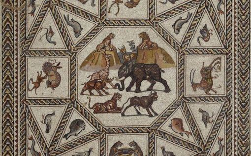 Одно из самых ярких панно лодской мозаики | Фото: Кредит: Ники Давидов / Управление древностей Израиля