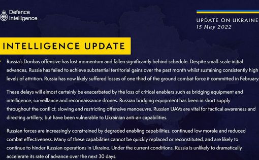 Британская разведка. Отчет по ситуации в Украине на 15 мая