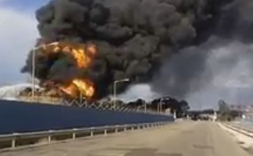 Сильный пожар на нефтезаводе в Хайфе