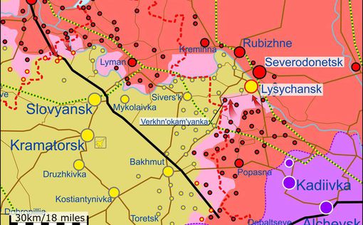 Новая карта обстановки на Востоке Украины за 30 июня