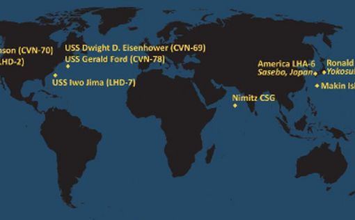Размещение авианосных и амфибийных групп США в мировых водах