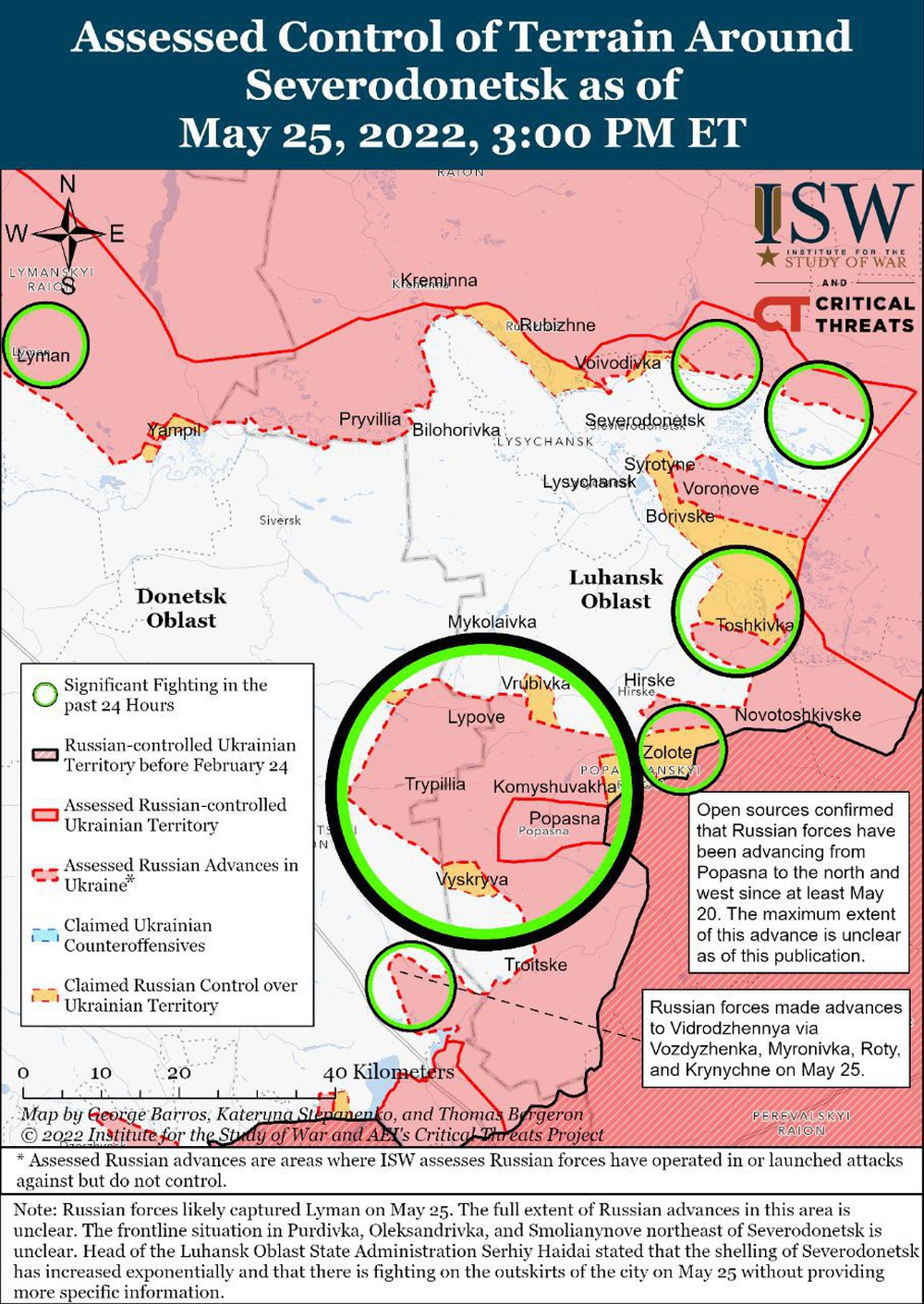 Прогноз: силы РФ могут пойти в наземное наступление на Северодонецк