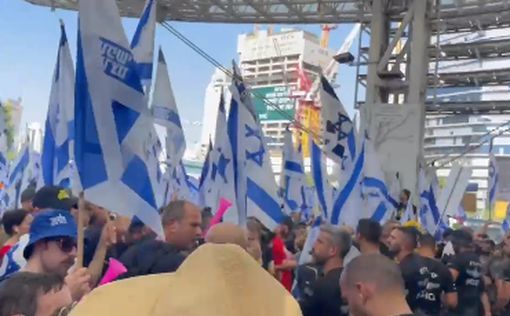 Демонстранты возле вокзала в Тель-Авиве: демократия или бунт