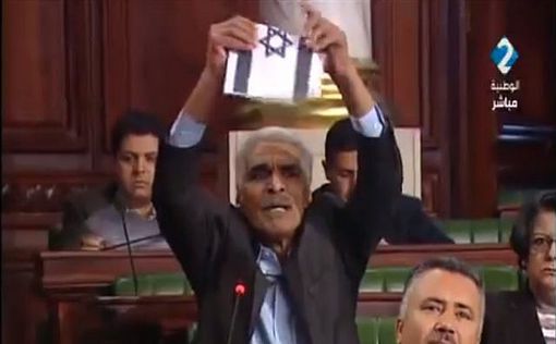 Тунисский депутат разорвал флаг Израиля в парламенте (видео)